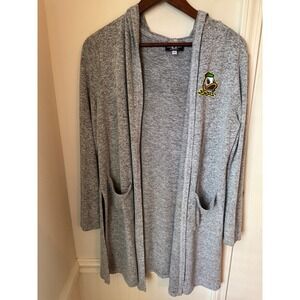 Boxercraft Oregon Ducks Hooded Cardigan Grey Marl Open Front Duster Small